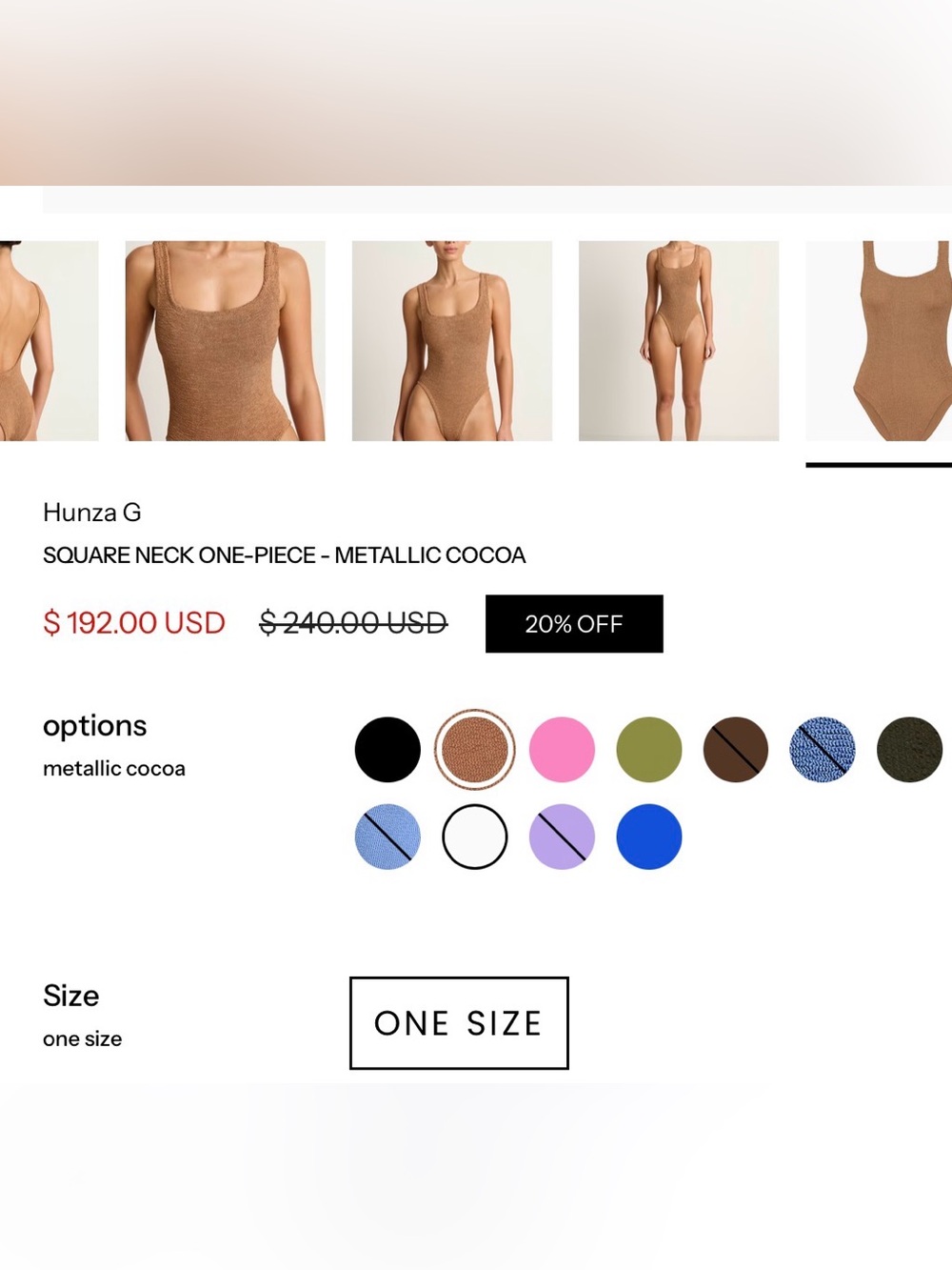 Hunza G Textured One-Piece Swimsuit in Metallic Cocoa - Picture 10 of 10